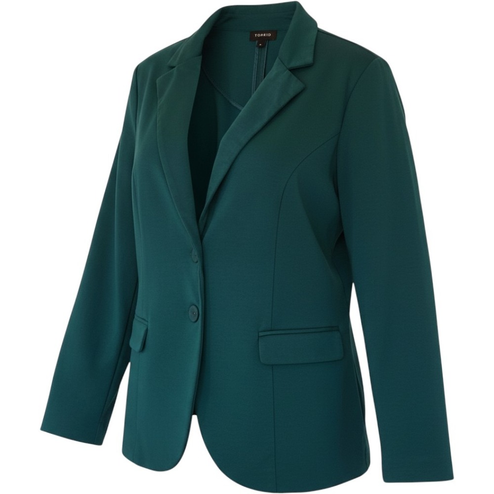 Torrid Emerald Green Knit Blazer Jacket Stretch Plus Size 3XL Preppy Fall Office